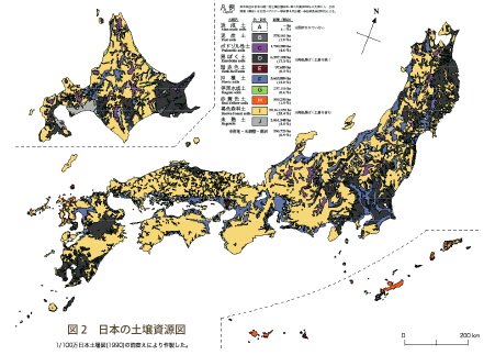 図２：日本の土壌資源図